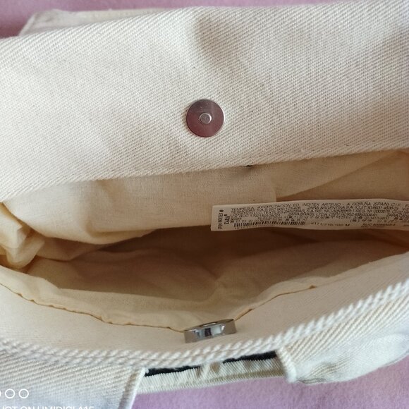 Zara Cream Canvas Handbag with Crossbody Strap "Be Yourself Always" NWOT - Picture 7 of 8